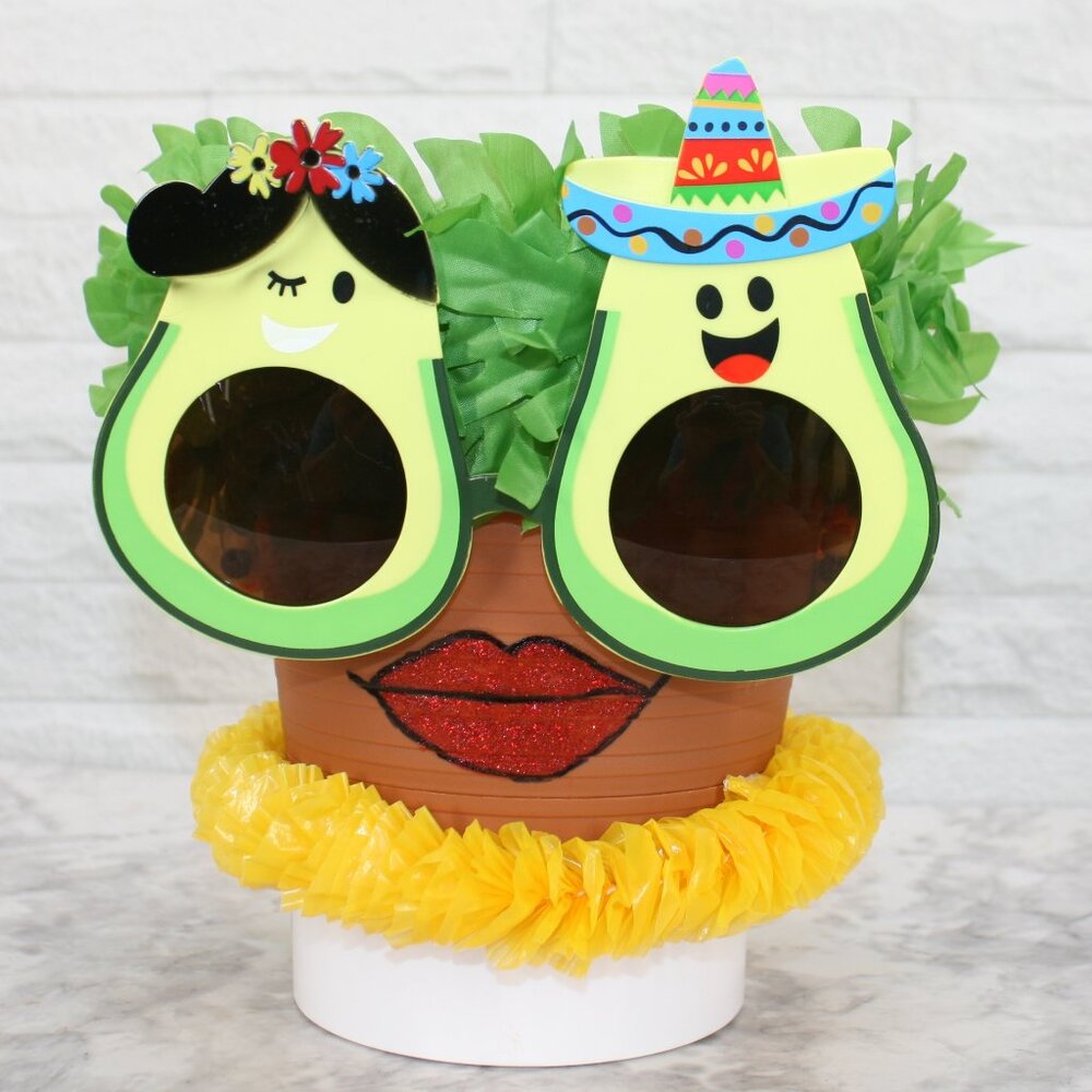 HAND CRAFTED Pot Head Avocado Planter Upcycled Lady Face Fiesta Decor Guacamole